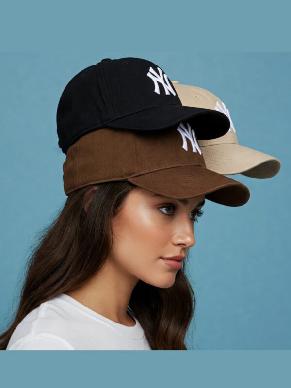 Unisex Ny Nakış Işlemeli Cırtlı Premium Beyzbol Şapka Seti - 3'lü Paket